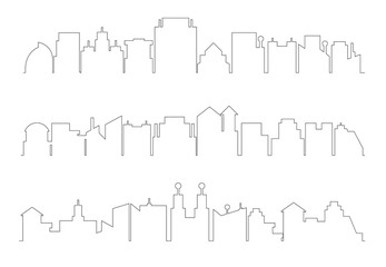 city building skyline thin line illustration