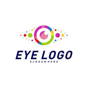 Eye Logo design concept vector template. Colorful media icon. Vision Logotype concept idea.