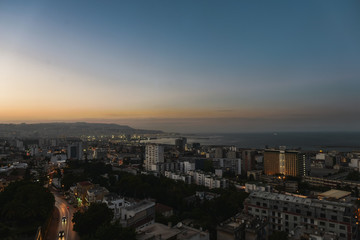Beautiful panorama skyline view of city Algiers at night