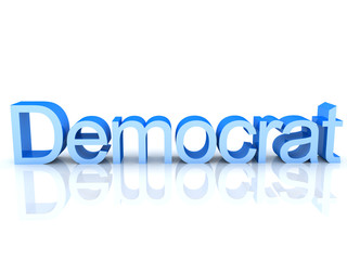3D Rendering of blue text saying democrat