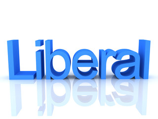 2236 3D Rendering of blue text saying liberal