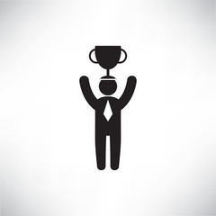 business man winner with trophy