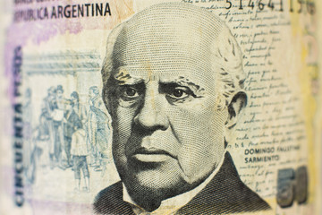 Portrait on 50 Peso argentinian money bill