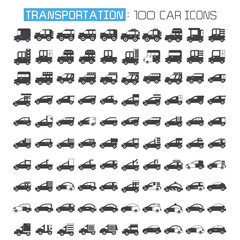 car and vehicle icons set