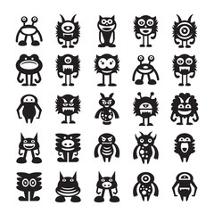 monster avatar character icons vector