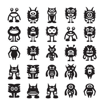 monster avatar character icons vector