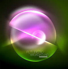 Vector glowing neon circles abstract background