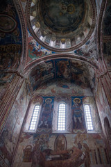 Fototapeta na wymiar Gelati Monastery windows and wall paintings