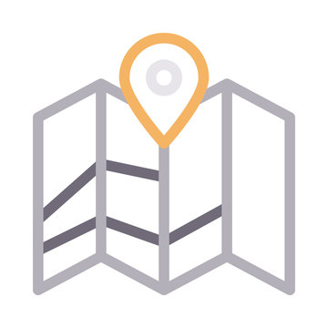 orange location pin on folded map clip art preview