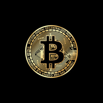 3D rendered Bitcoin illustration on a black background