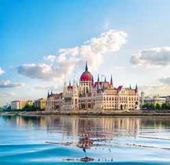 Wall murals Budapest Parliament and Danube