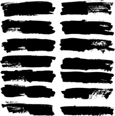 Set of vector brush strokes. Dirty ink texture splatters. Grunge rectangle text boxes.