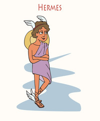 cartoon Hermes the god of trade and travelers
