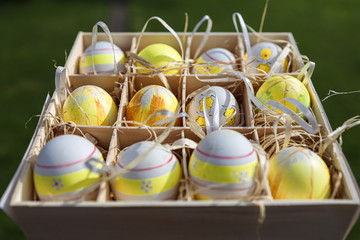 easter eggs in basket