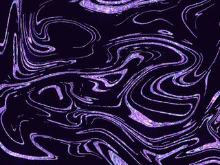 Violet neon fluid marble  background. Fantasy glitter and sparkl