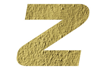 Letter Z alphabet  with yellow wall textured on white background