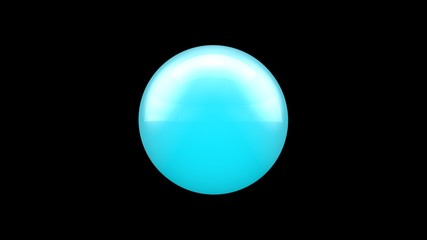 3D illustration of a blue sphere on a black, dark background, isolated. A unique geometric object, a symbol of cold and independence. 3D rendering.