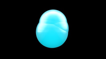 3D illustration of blue balls on black background. Geometric shapes emerge from one another. The idea of unity and diversity. 3D rendering isolated on black background.