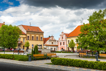 Fototapeta na wymiar Center of Bechyne - old city in South Bohemian region, Czech republic.