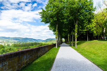 View to the garden at Melk Abbey, Austria