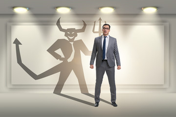 Devil hiding in the businessman - alter ego concept