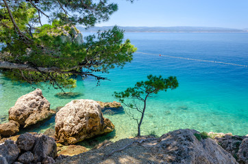 crystal clear water of Adriatic sea in Brela on Makarska riviera, Dalmatia, Croatia