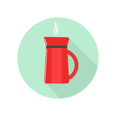 vector image of flat red coffee maker icon with shadow