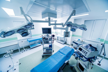 Modern equipment in operating room. Medical devices for neurosurgery.