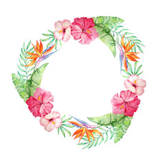watercolor tropical wreath frame1