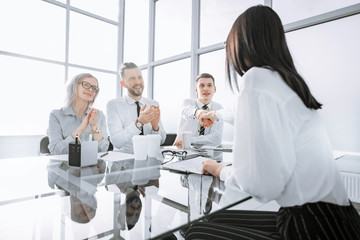 Fototapeta premium employers congratulate the candidate on the successful result of the casting