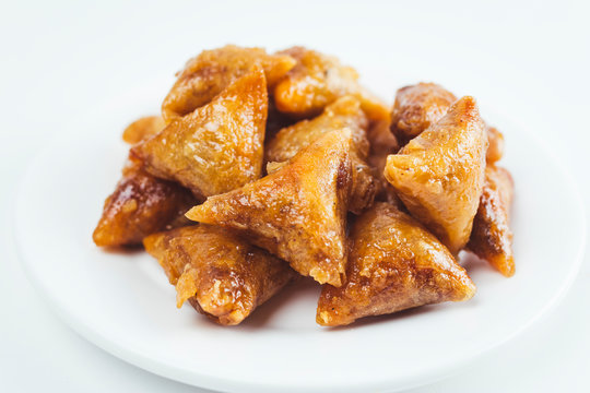 close up view of moroccan pastry briouats - Briouats are small Moroccan pastries