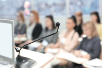 business background. blurred image the audience in the conference room.