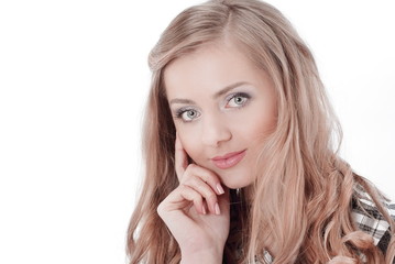 closeup.portrait of a young business woman.isolated on white