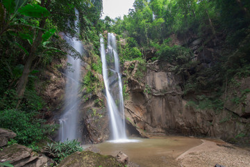 Mok Fa Waterfall is beautiful waterfall in Chiang Mai, Thailand