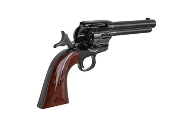 Gun pistol revolver isolated on white back