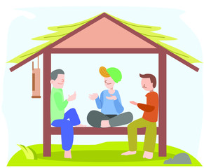   Vector illustration of discussion with friends