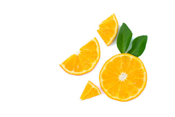 fresh orange slices on white background