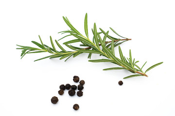 rosemary herb spice leaves and peppercorns