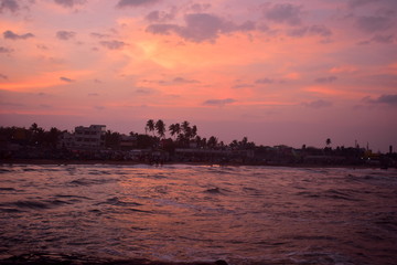 Chennai, Tamilnadu, India: Febrauary 2, 2019 - Sunset at Kovalam Beach