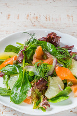 スモークサーモンサラダ　Healthy smoked salmon fruit salad