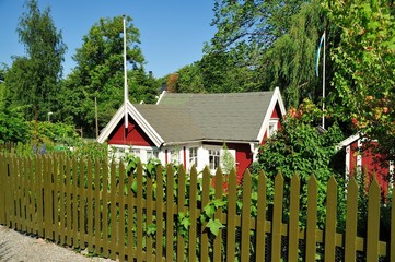 Closeup of a summerhouse in Sweden.