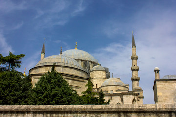 Fototapeta na wymiar Domes of the Suleymaniye Mosque