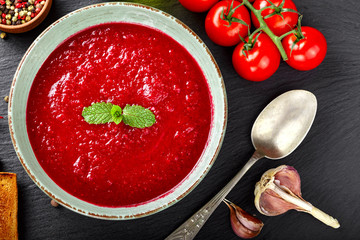 italian gazpacho soup in a plate