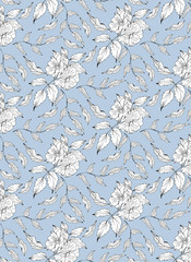 Vector seamless pattern with rosa canina
