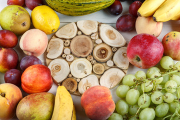 different fruits set