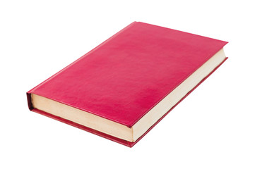 One red color old blank book with hardcover isolated on white background
