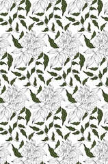 Vector seamless pattern with rosa canina