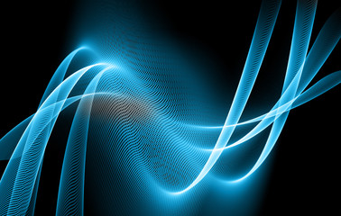 Abstract blue background, abstract lines twisting into beautiful bends