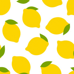 Lemon fruit seamless pattern. Fashion design. Food print for kitchen tablecloth, curtain or dishcloth. Hand drawn doodle wallpaper. Vector citrus sketch background