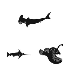 Obraz premium Isolated object of sea and animal icon. Collection of sea and marine vector icon for stock.